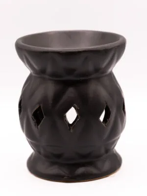 Czarny kominek ceramiczny do wosków