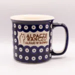 Kubek ręcznie malowany Bolesławiec „Alpacze Ranczo” 350 ml