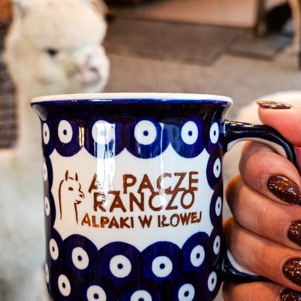 Kubek ręcznie malowany Bolesławiec „Alpacze Ranczo” 350 ml