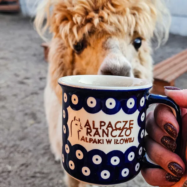 Kubek ręcznie malowany Bolesławiec „Alpacze Ranczo” 350 ml