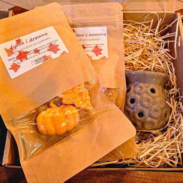 Zestaw prezentowy – kominek i dwa woski sojowe
