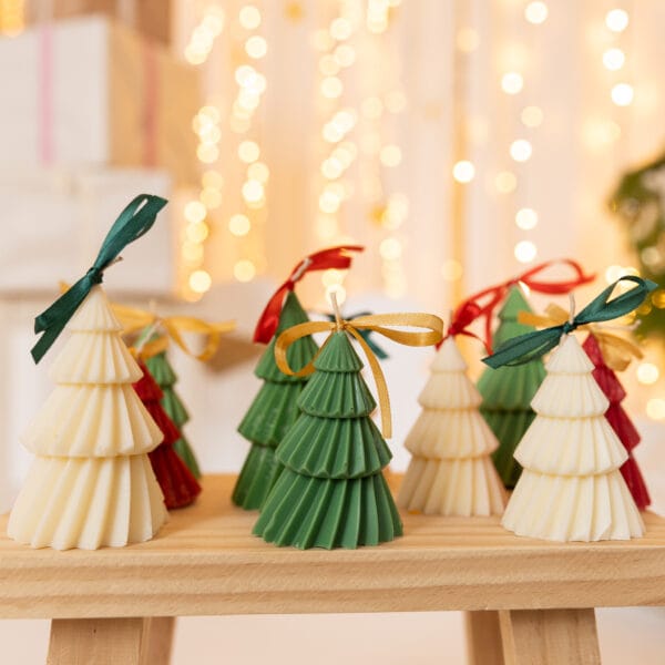 Zestaw prezentowy 3 świąteczne świeczki sojowe choinki