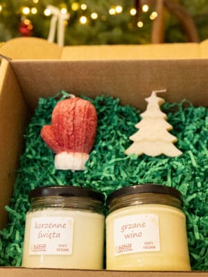 Świąteczny zestaw świeczek sojowych – słoiczki i wolnostojące
