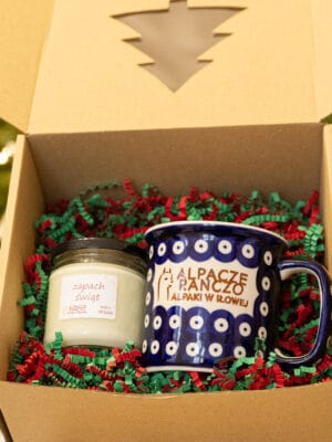 Zestaw prezentowy – świeca sojowa i kubek z Bolesławca