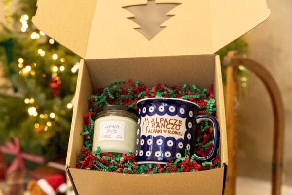 Zestaw prezentowy – świeca sojowa i kubek z Bolesławca