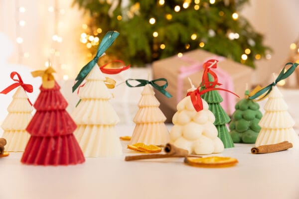 Zestaw prezentowy 3 świąteczne świeczki sojowe choinki